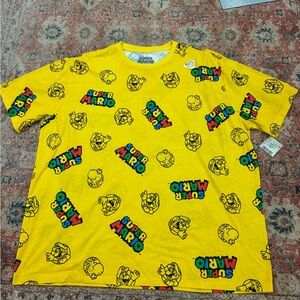 Nintendo Yellow Super Mario Allover Logo & Character Tee